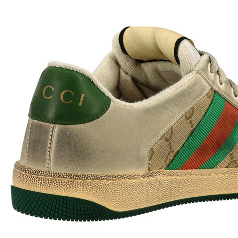 scarpe gucci pelle e tela laci|Sneakers in tela e pelle GG GUCCI da donna .